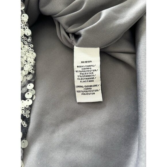 JS Collections June Sequin Velvet Faux Wrap Cocktail Dress in Gray/Silver Sz 16 - Picture 16 of 16